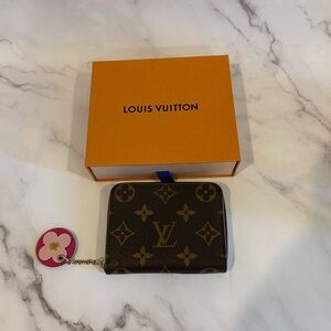 Louis Vuitton Compact Zippy Monogram Wallet with Pink Charm
